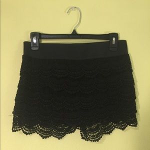 Layered black laced shorts